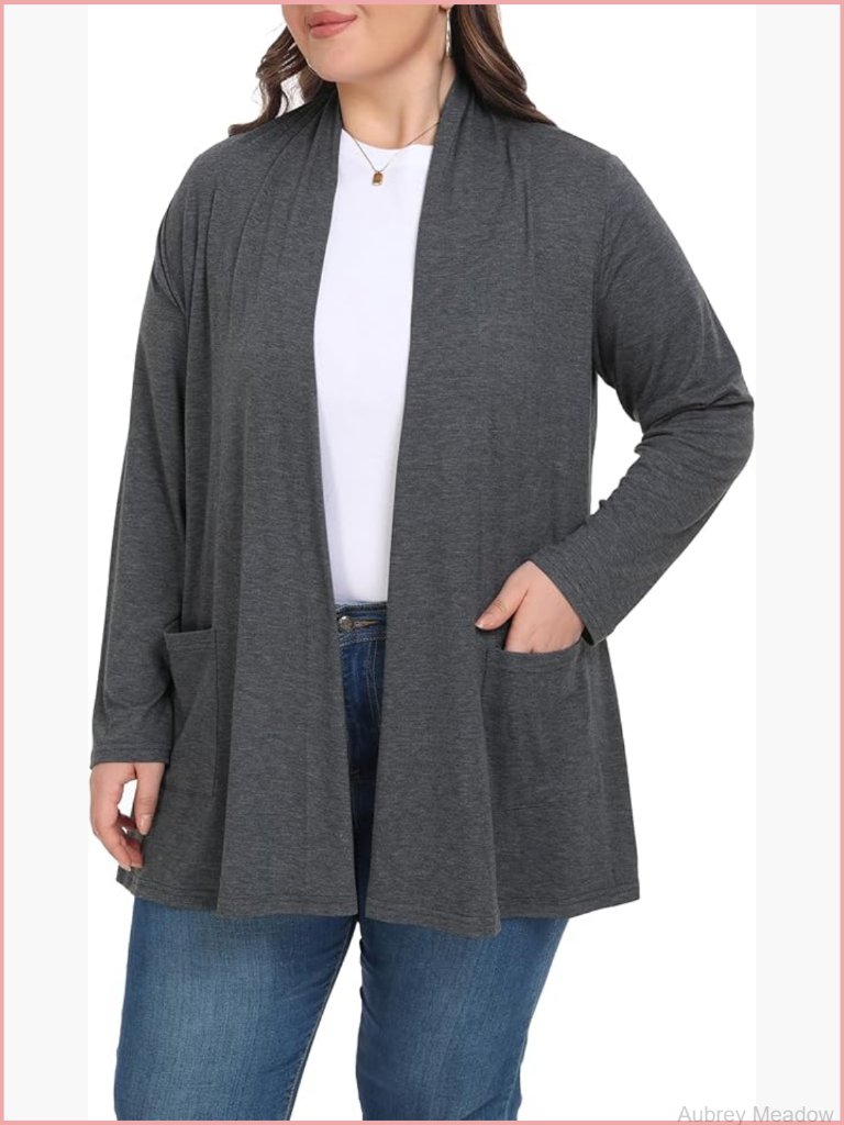 Long Plus Size Cardigan Open Front Cozy Lightweight Sweater